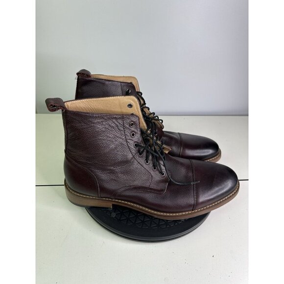 La Milano Mens Glenrock Cap Toe Boots Sz 14 Burgundy Lace Up Memory Foam - Picture 1 of 10
